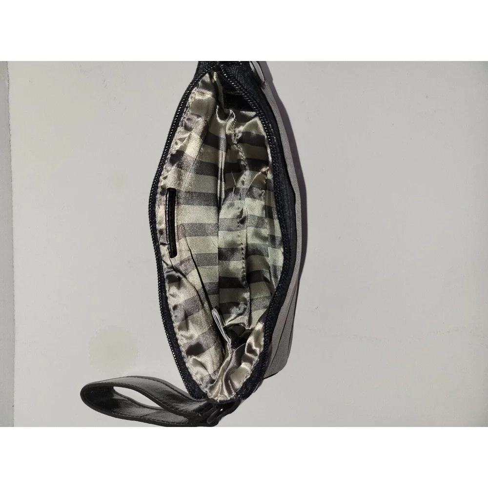 Victoria Secret Gray With Black Accent Satin Make-up Bag New Without Tags‎